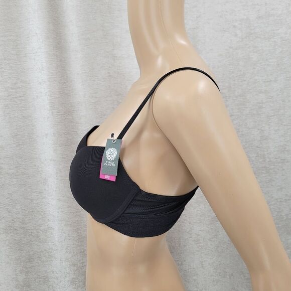 Vince Camuto Black Logo Band Bra Push Up Underwire Women's 38B NEW - Picture 4 of 9